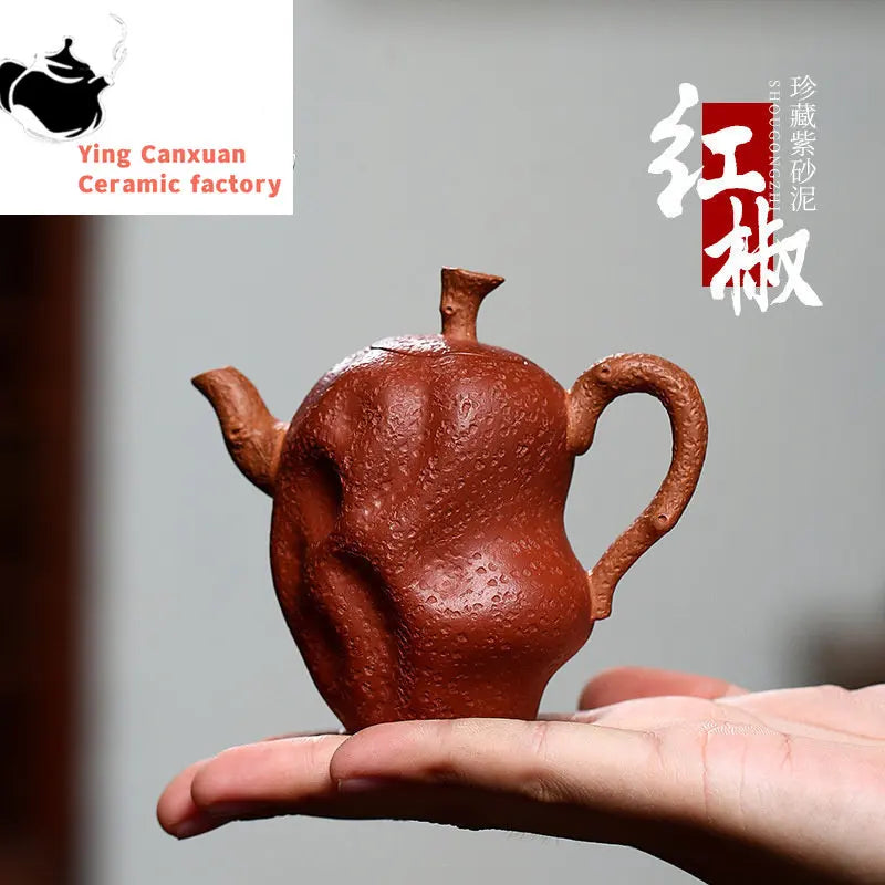 Chinese teapot Yixing purple clay teapot raw ore jujube mud red dates teapot Kungfu tea set teapot small capacity 100ml