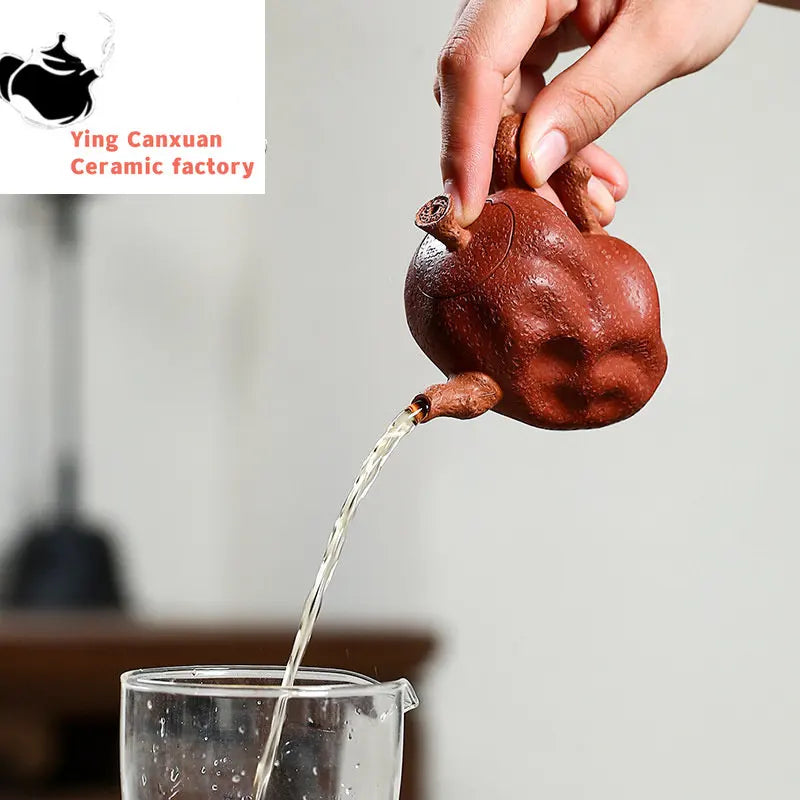 Chinese teapot Yixing purple clay teapot raw ore jujube mud red dates teapot Kungfu tea set teapot small capacity 100ml