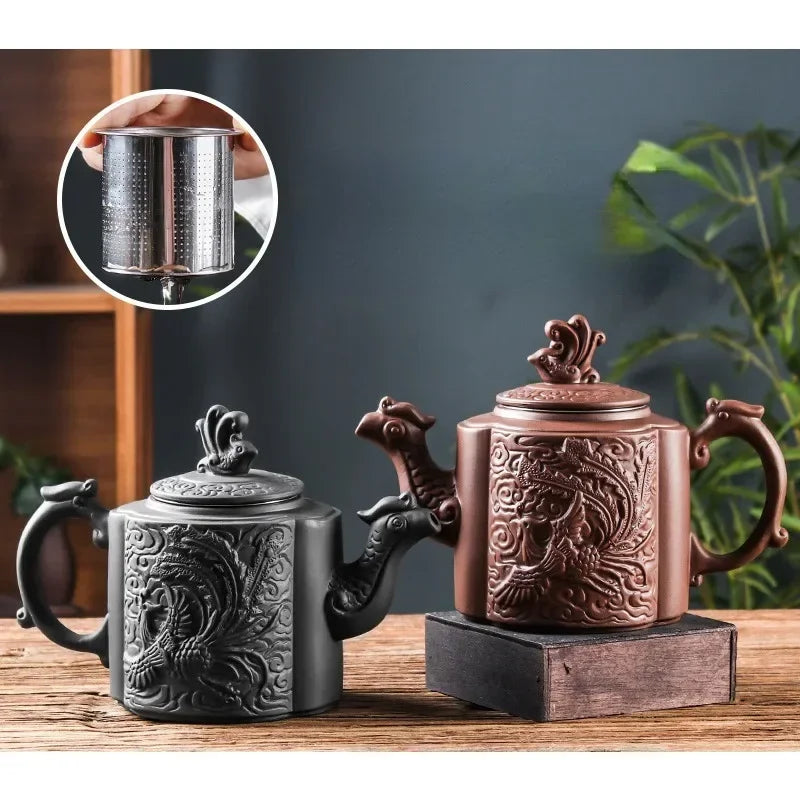 Clay Zisha Teapot Large Handmade Dragon Teapot Single Pot Ceramic Household Kungfu Tea Set Tea Cup Set