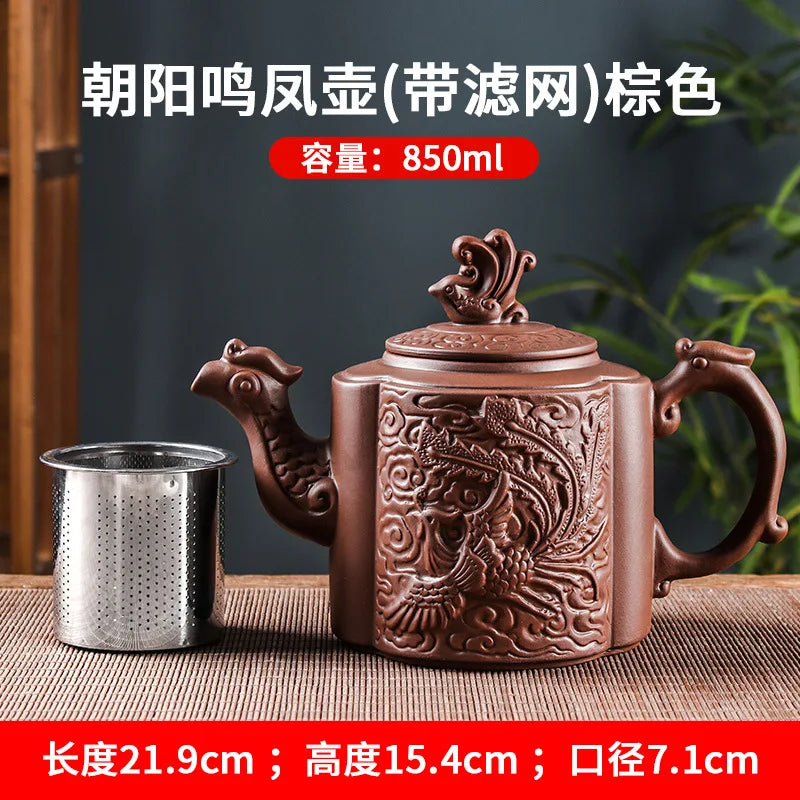 Clay Zisha Teapot Large Handmade Dragon Teapot Single Pot Ceramic Household Kungfu Tea Set Tea Cup Set