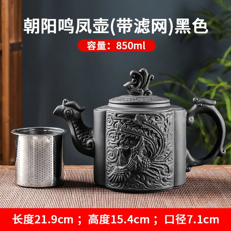 Clay Zisha Teapot Large Handmade Dragon Teapot Single Pot Ceramic Household Kungfu Tea Set Tea Cup Set