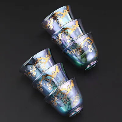Colorful Glass Heat-resistant Teacup Tea Cup Gaiwan Tea Leak Chinese Kung Fu Tea Ceremony Set Teaware Coffee Mug Office Home Use