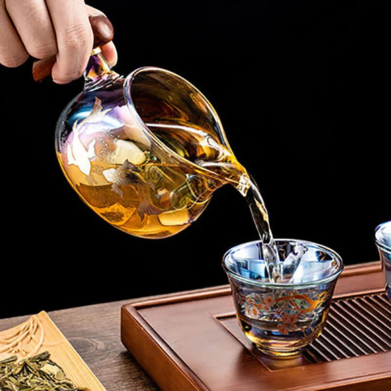 Colorful Glass Heat-resistant Teacup Tea Cup Gaiwan Tea Leak Chinese Kung Fu Tea Ceremony Set Teaware Coffee Mug Office Home Use