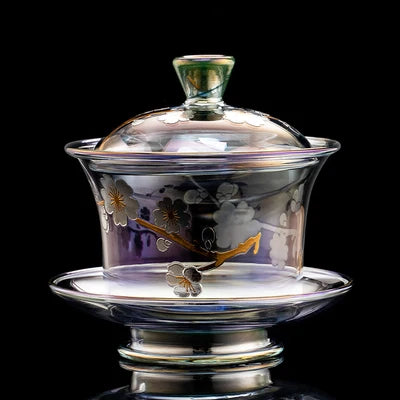 Colorful Glass Heat-resistant Teacup Tea Cup Gaiwan Tea Leak Chinese Kung Fu Tea Ceremony Set Teaware Coffee Mug Office Home Use
