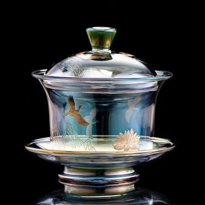 Colorful Glass Heat-resistant Teacup Tea Cup Gaiwan Tea Leak Chinese Kung Fu Tea Ceremony Set Teaware Coffee Mug Office Home Use