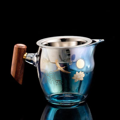 Colorful Glass Heat-resistant Teacup Tea Cup Gaiwan Tea Leak Chinese Kung Fu Tea Ceremony Set Teaware Coffee Mug Office Home Use