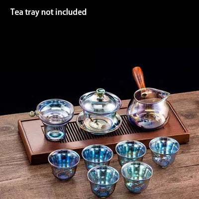 Colorful Glass Heat-resistant Teacup Tea Cup Gaiwan Tea Leak Chinese Kung Fu Tea Ceremony Set Teaware Coffee Mug Office Home Use