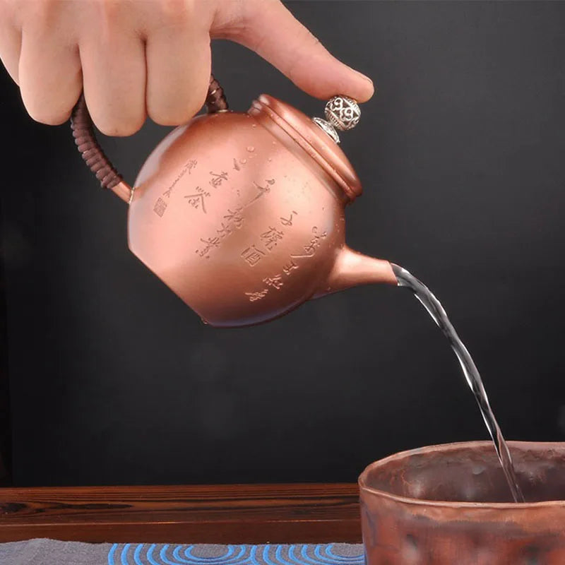 Copper Tea Pot Vintage Teapot for Brewing Tea Jasmine Puer Tea Infuser Teapots To Boil Water Kung Fu Tea Table Teapot Kettle