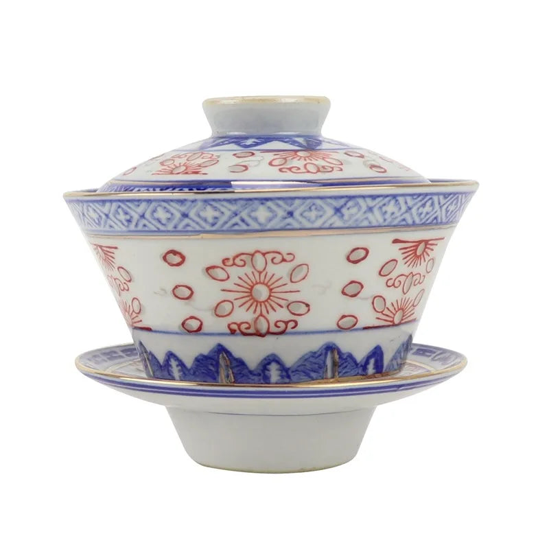 Creative Gaiwan For Tea Tureen With Lid Teaware Blue And White Tea Ceremony Cups Tea Bowls Flower Chinese Chawan