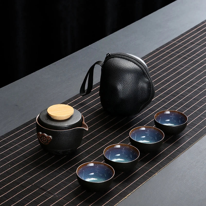 Customize Chinese Kung Fu Teaset Ceramic Portable Teapot Set Travel Gaiwan Tea Cups of Tea Ceremony Teacup Fine Hand Pot