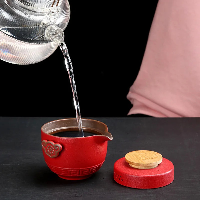 Customize Chinese Kung Fu Teaset Ceramic Portable Teapot Set Travel Gaiwan Tea Cups of Tea Ceremony Teacup Fine Hand Pot