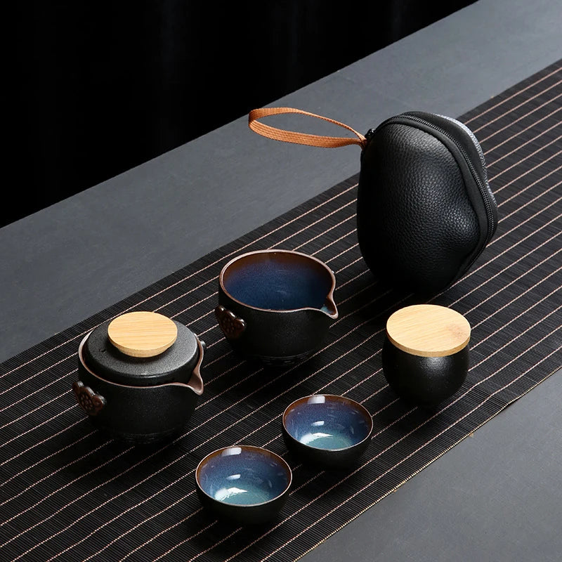 Customize Chinese Kung Fu Teaset Ceramic Portable Teapot Set Travel Gaiwan Tea Cups of Tea Ceremony Teacup Fine Hand Pot