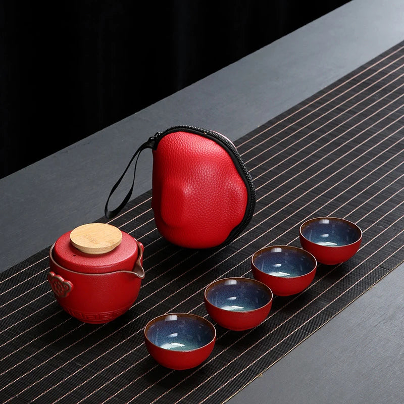 Customize Chinese Kung Fu Teaset Ceramic Portable Teapot Set Travel Gaiwan Tea Cups of Tea Ceremony Teacup Fine Hand Pot