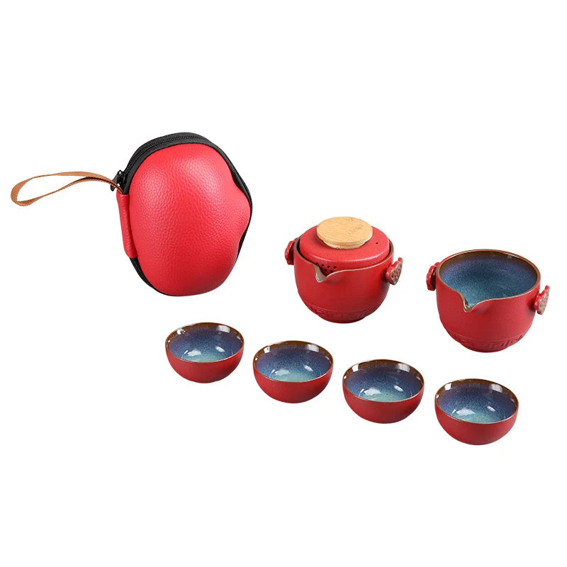 Customize Chinese Kung Fu Teaset Ceramic Portable Teapot Set Travel Gaiwan Tea Cups of Tea Ceremony Teacup Fine Hand Pot