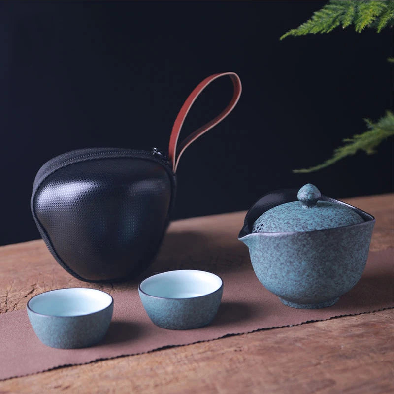 Customize Chinese Tea Set Ceramic Portable Teapot Set Outdoor Travel Gaiwan Tea Cups of Tea Ceremony Teacup Fine Gifts