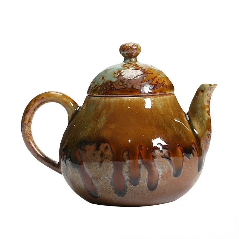 Dripping kettle Tea set quaint ceramic teapot retro wood-fired Japanese hand-held tea set Tea set Kitchen Restaurant Bar