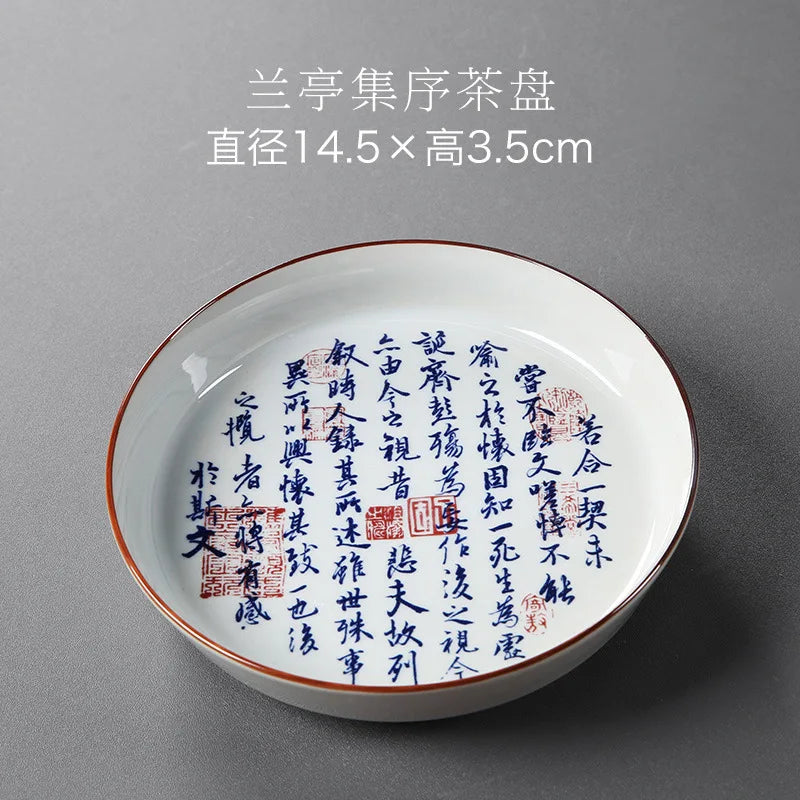 Elegant Porcelain Gaiwan Tea Set with Lid Chinese Lanting Xu Ceramic Tea Pot Tea Tureen Gongfu Sancai Tea Bowl Tea Cup Set