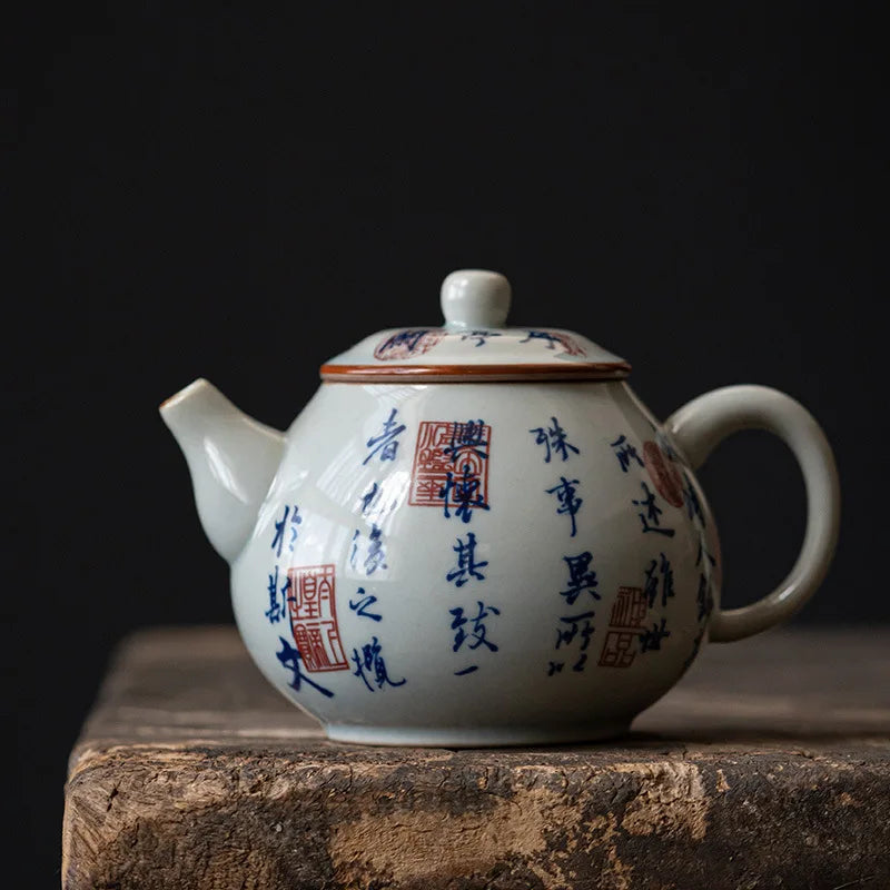 Elegant Porcelain Gaiwan Tea Set with Lid Chinese Lanting Xu Ceramic Tea Pot Tea Tureen Gongfu Sancai Tea Bowl Tea Cup Set