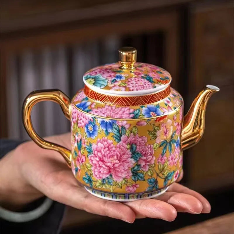 Enamel kungfu tea set gift box ceramic teapot tea cup business gift