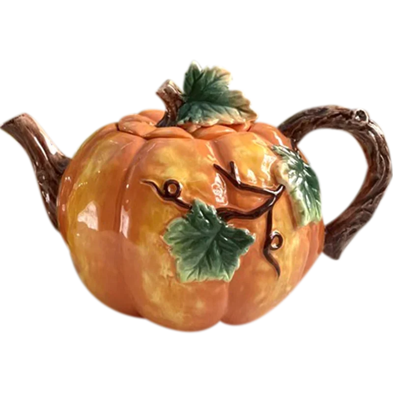 European painted ceramic Pumpkin Teapot Tea Cup Dessert dish cute Tea set American afternoon tea coffee pot home decoration
