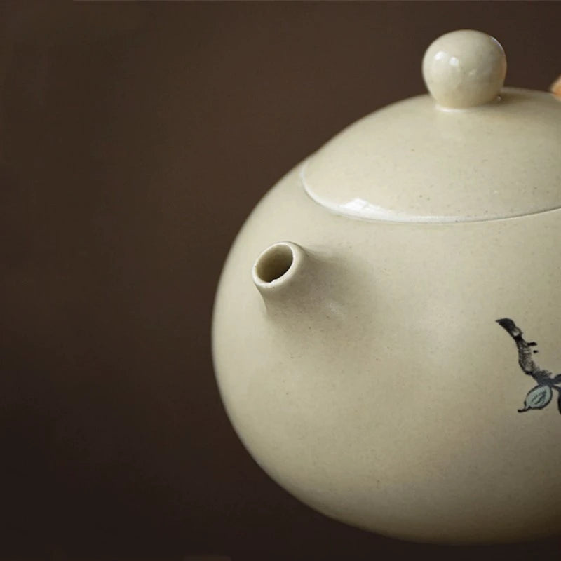 Exquisite Ceramic Teapot Hand-painted Lotus Xishi Tea Pot Ball Hole Filter Beauty Tea Infuser Traditional Tea Ceremony Supplies