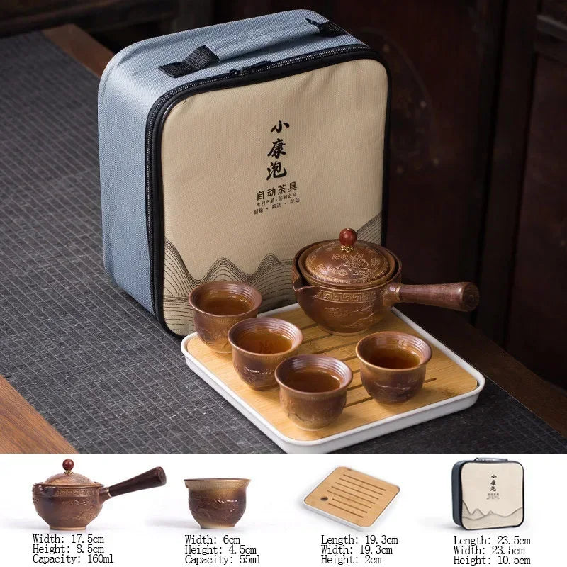 Flowers Exquisite Stone Grinding Shape Tea Set Handmade Tea Pot Cup Set Chinese Tea Ceremony Gift GungFu Tea Cup Teaware Unique