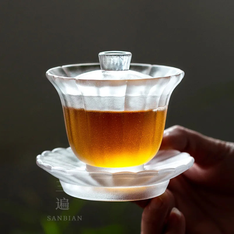 Frozen Burning Colored Glaze Tea Cup with Cover Kombucha Tea Cup Tea Set Single Tea Bowl Pot Not Hot