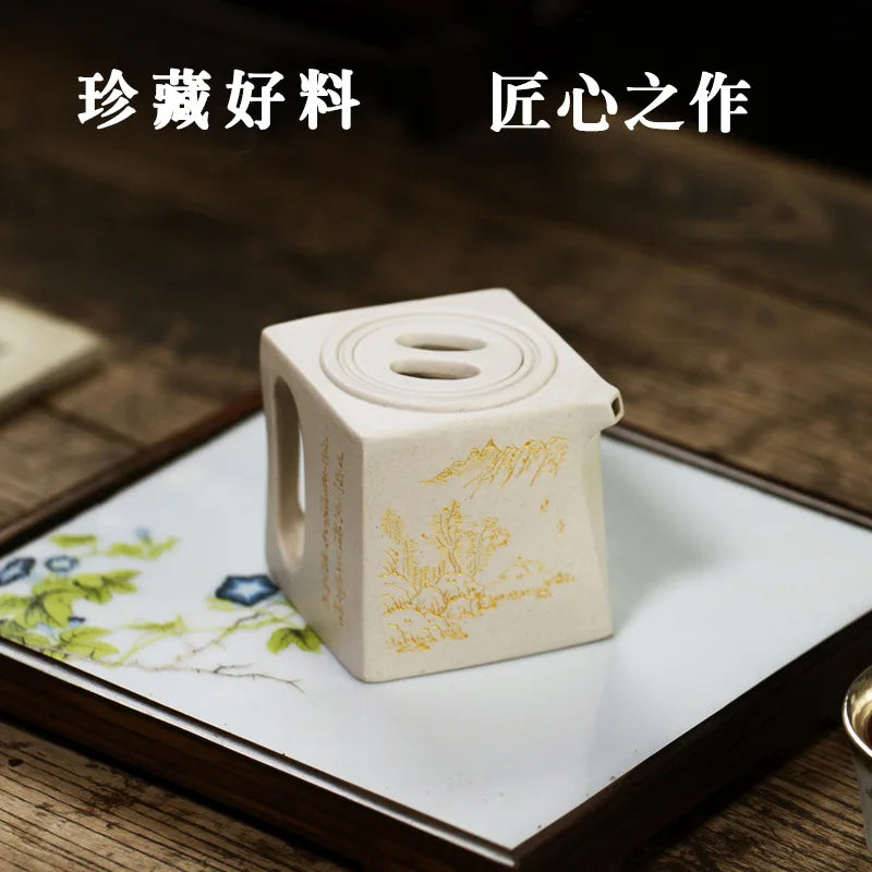 Genuine Yixing Purple Clay Teapot Handmade Lettering Large-Caliber Pot Of Tea Chinese Kung Fu Tea Pot Tea Set Teaware Gift