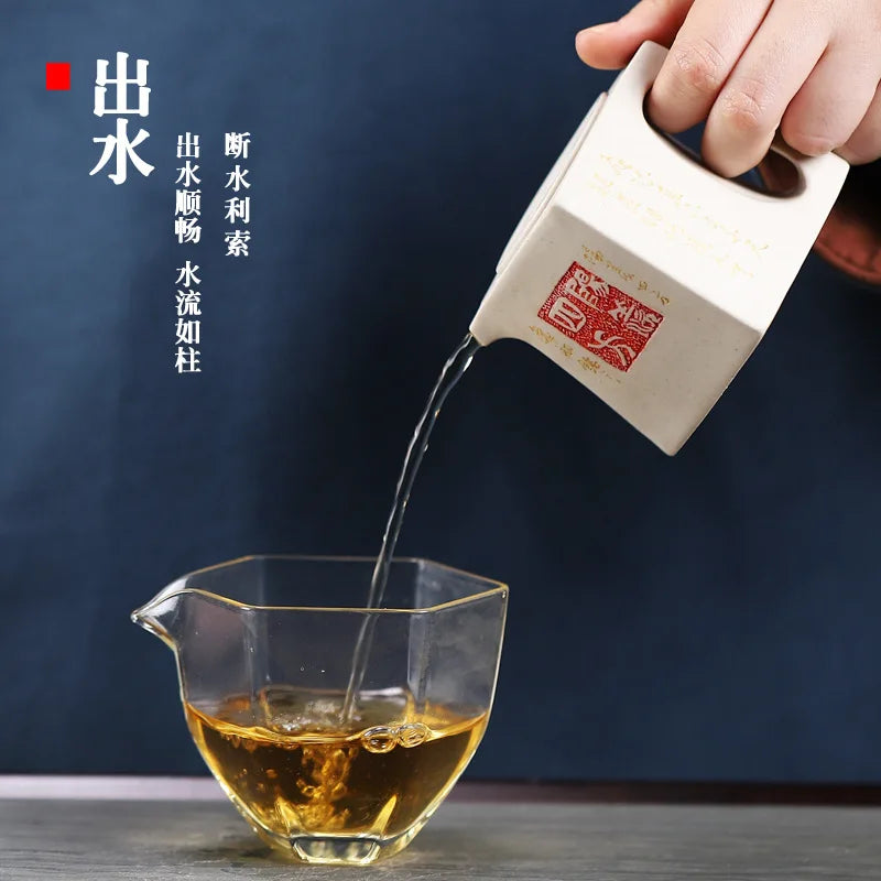 Genuine Yixing Purple Clay Teapot Handmade Lettering Large-Caliber Pot Of Tea Chinese Kung Fu Tea Pot Tea Set Teaware Gift