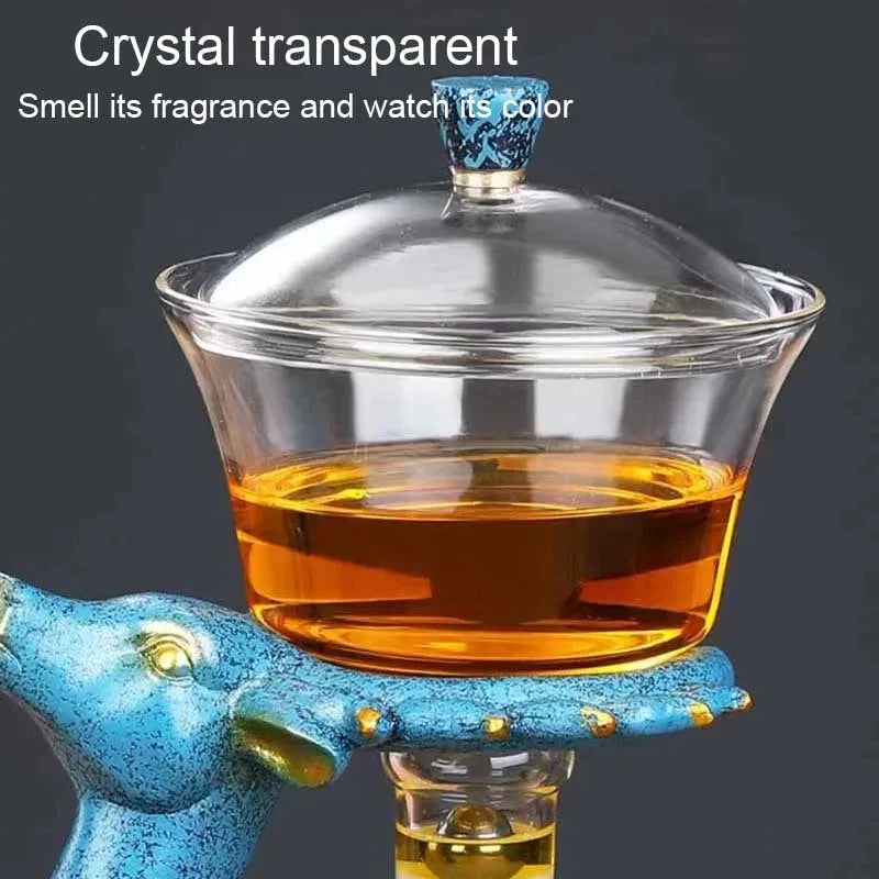 Glass Full Automatic Creative Deer Teapot Kungfu  Tea Set Magnetic Water Diversion Tea Infuser Tea Set Accessories
