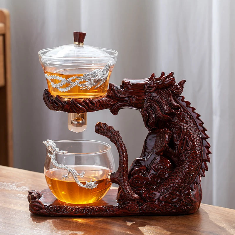 Glass Tea Set Automatic Teapot Tea Infuser Magnetic Water Diversion Heat-resistant Kungfu Tea Drinking Dragon Tea Maker