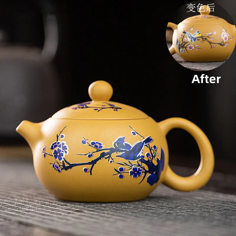 Hand-made Flower Color-changing Small Teapot Zisha Tea Kettle Kung Fu Tea Pot For Tea Lovers Gift