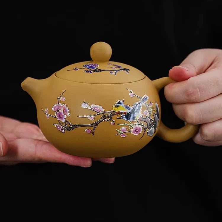 Hand-made Flower Color-changing Small Teapot Zisha Tea Kettle Kung Fu Tea Pot For Tea Lovers Gift