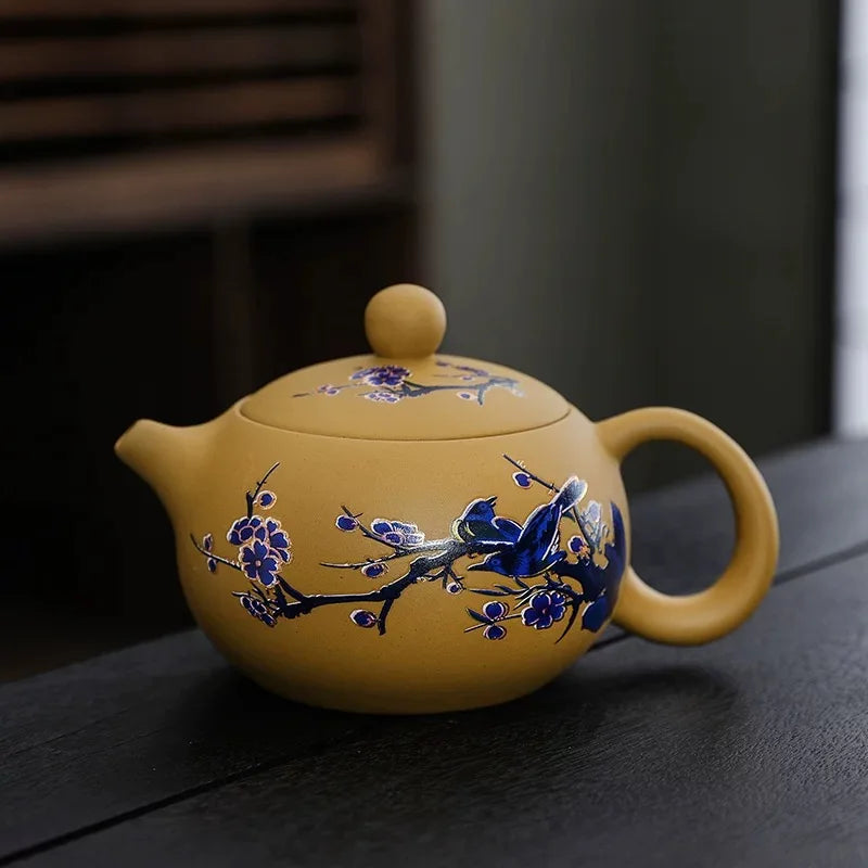 Hand-made Flower Color-changing Small Teapot Zisha Tea Kettle Kung Fu Tea Pot For Tea Lovers Gift