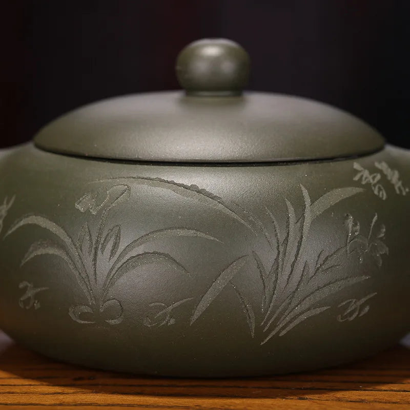 Hand Painted Orchid Pattern Tea Set Kettle Yixing Handmade Purple Clay Tea Pot Tea Ceremony Xishi Teapot Tea Ceremony Gifts