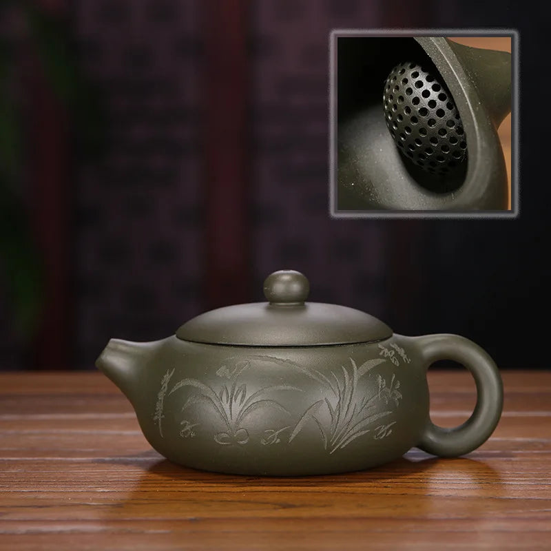Hand Painted Orchid Pattern Tea Set Kettle Yixing Handmade Purple Clay Tea Pot Tea Ceremony Xishi Teapot Tea Ceremony Gifts
