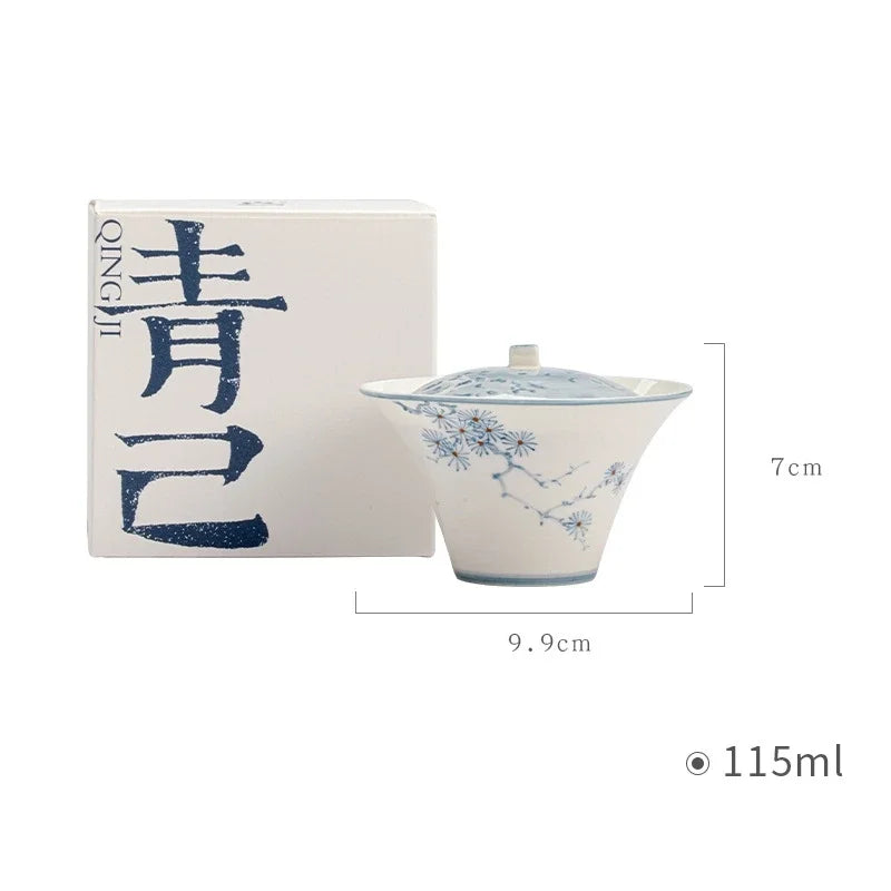 Hand Painted Pine Gaiwan For Tea Porcelain Tureen Teaware Set White Chinese Tea Bowl Chawan Tea Cup