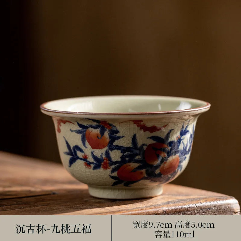 Hand Painted Pottery Master Cup Household Ceramic Tea Cup Kung Fu Tea Set Teacup Antique Cup Teaware Large Underglaze Tea Bowl