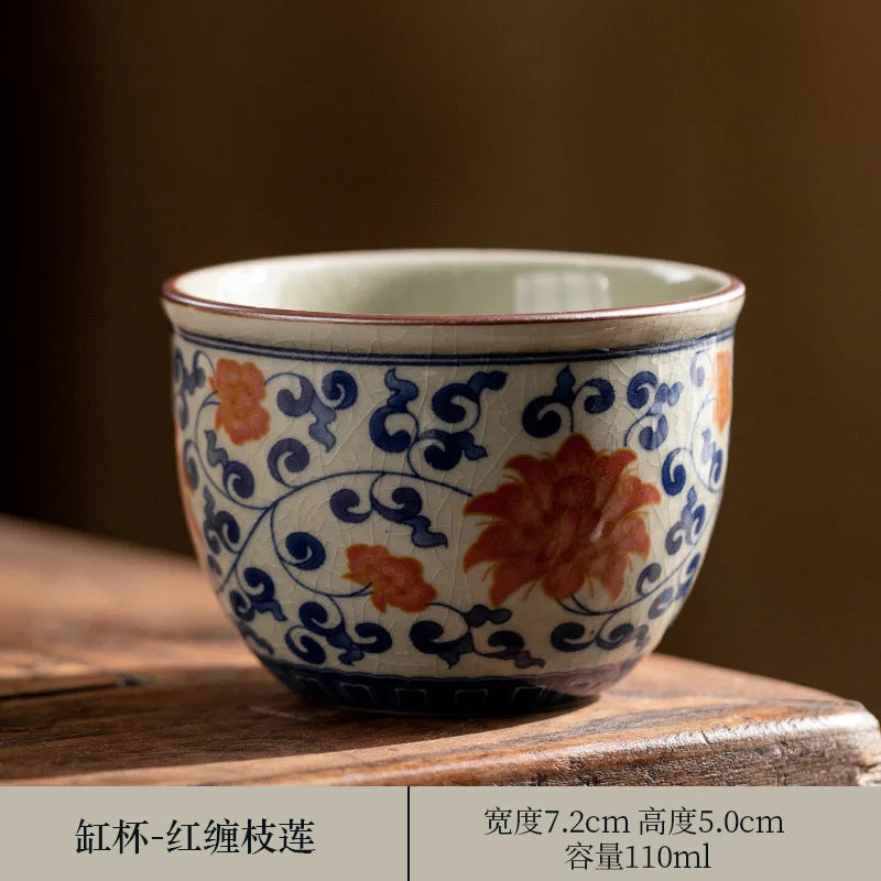 Hand Painted Pottery Master Cup Household Ceramic Tea Cup Kung Fu Tea Set Teacup Antique Cup Teaware Large Underglaze Tea Bowl
