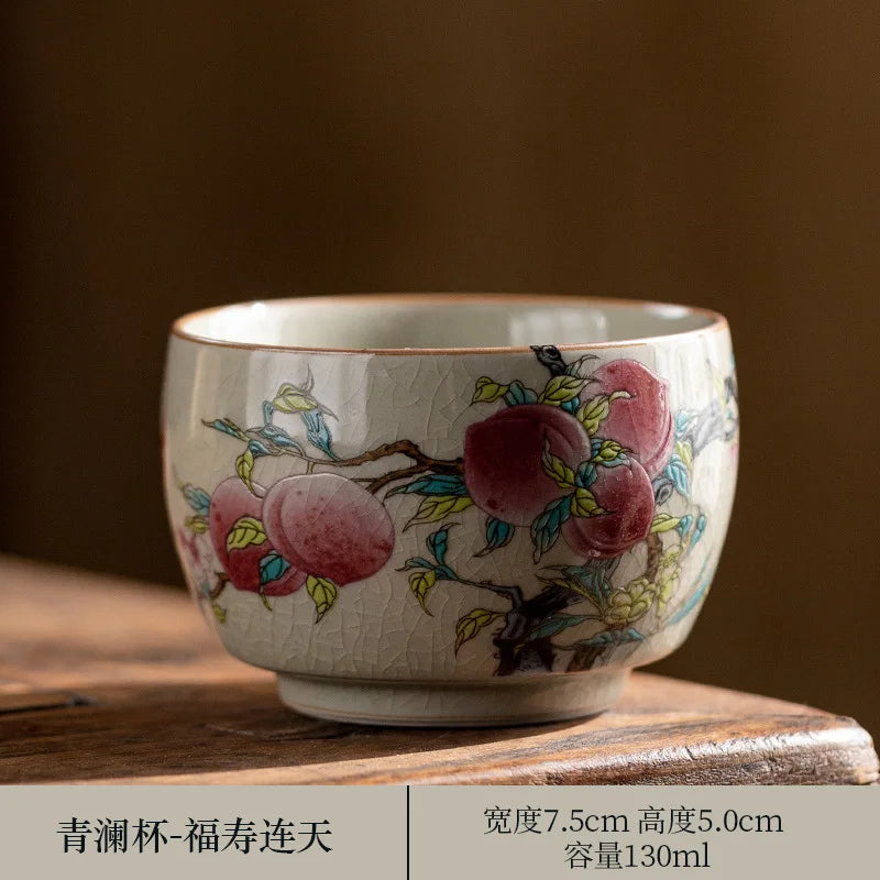 Hand Painted Pottery Master Cup Household Ceramic Tea Cup Kung Fu Tea Set Teacup Antique Cup Teaware Large Underglaze Tea Bowl