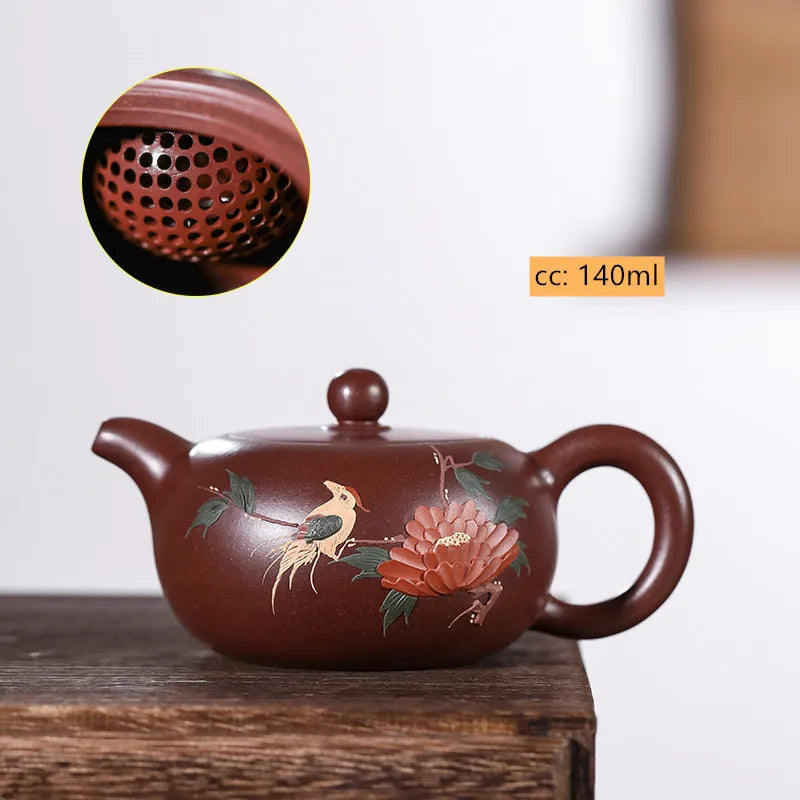 Hand-painted Yixing Purple Clay Teapot Chinese Filter Beauty Tea Pot Master Handmade Zisha Tea Set Household Tea Infuser 180ml