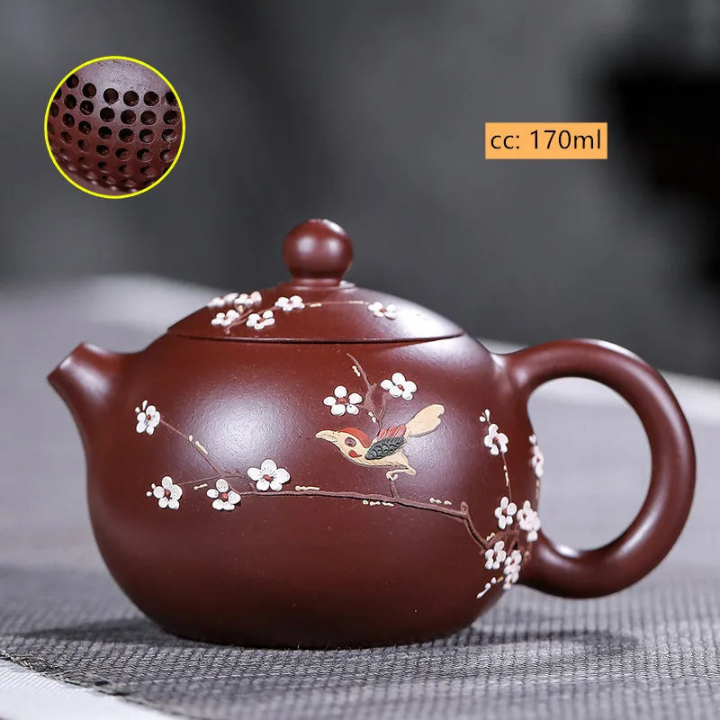 Hand-painted Yixing Purple Clay Teapot Chinese Filter Beauty Tea Pot Master Handmade Zisha Tea Set Household Tea Infuser 180ml