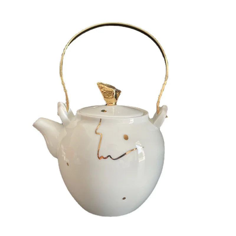 Handmade Ceramic Teapot Set Exquisite Chinese Gongfu Teaware Classic Ceramic Tea Kettle with Infuser Tea Cups Pot