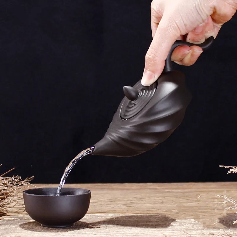 Handmade Chinese Teasets Kung Fu Teapot, Purple Clay Art Tea Pot, Zhu Mud Snail Pot, Black Red Brown Teapot, 110ml