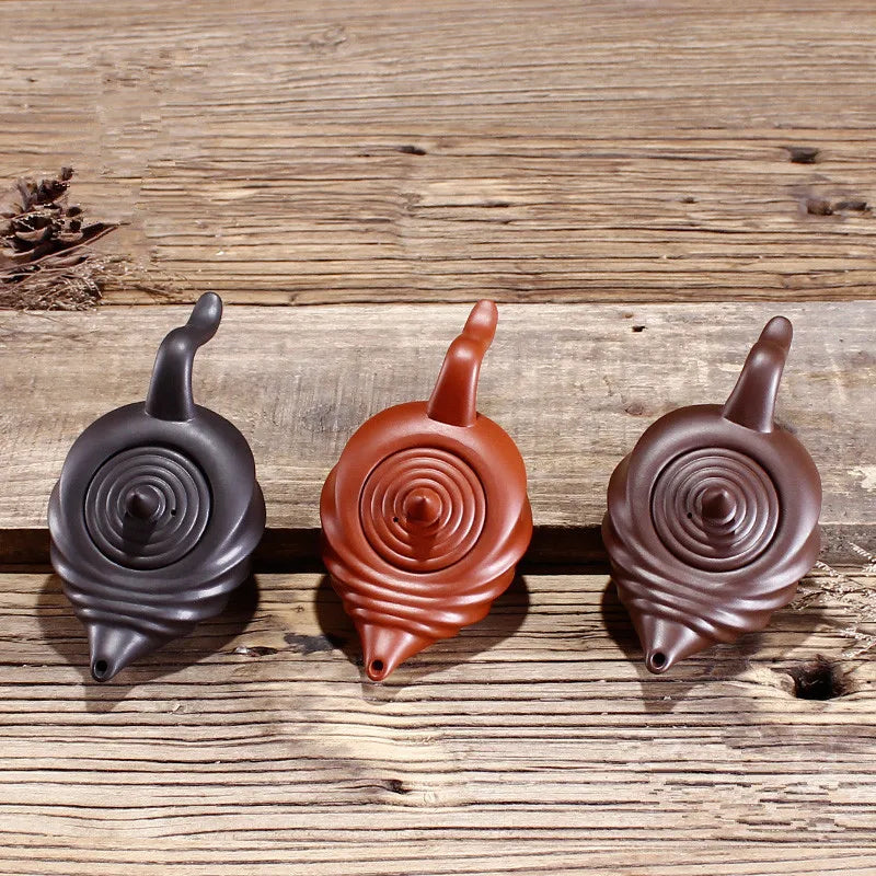 Handmade Chinese Teasets Kung Fu Teapot, Purple Clay Art Tea Pot, Zhu Mud Snail Pot, Black Red Brown Teapot, 110ml