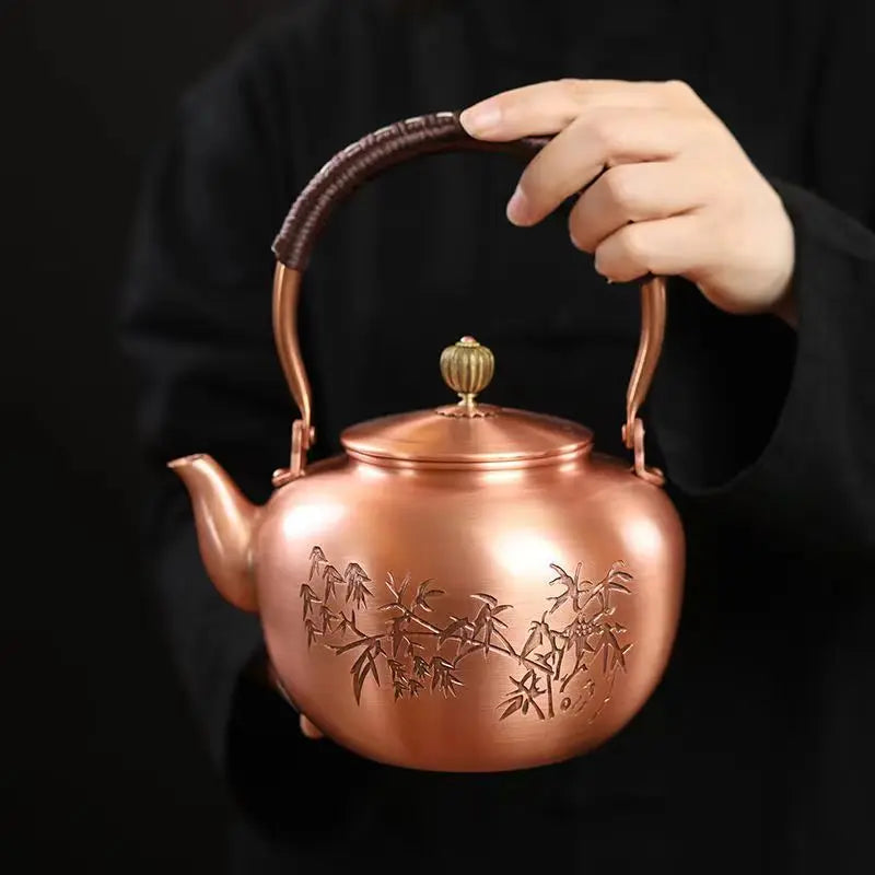 Handmade Copper Pot Kettle Teapot Kung Fu Tea Set Tea Kettle Copper Tea Stove Tea Pot Set Chinese Tea Maker Tea Set Gift Box