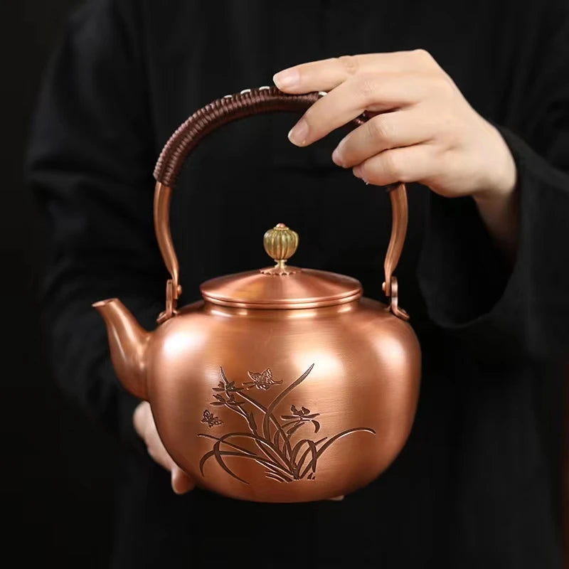 Handmade Copper Pot Kettle Teapot Kung Fu Tea Set Tea Kettle Copper Tea Stove Tea Pot Set Chinese Tea Maker Tea Set Gift Box