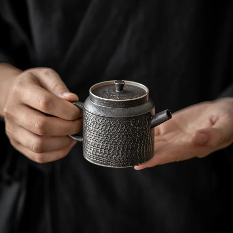 Handmade Pu-Erh Tea Set, Chinese Teapot, Silver, Black Kungfu Tea Set, Single Pot Filter Tea Maker, Travel Tea Set, Household