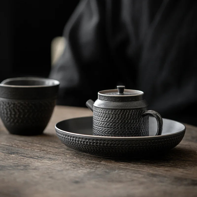 Handmade Pu-Erh Tea Set, Chinese Teapot, Silver, Black Kungfu Tea Set, Single Pot Filter Tea Maker, Travel Tea Set, Household