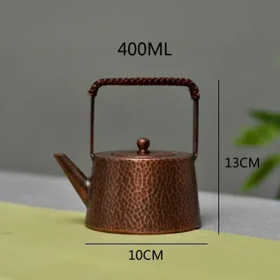 Handmade Teapot Tea Kettle Hammered Craft Pure Copper Teaware 400ML